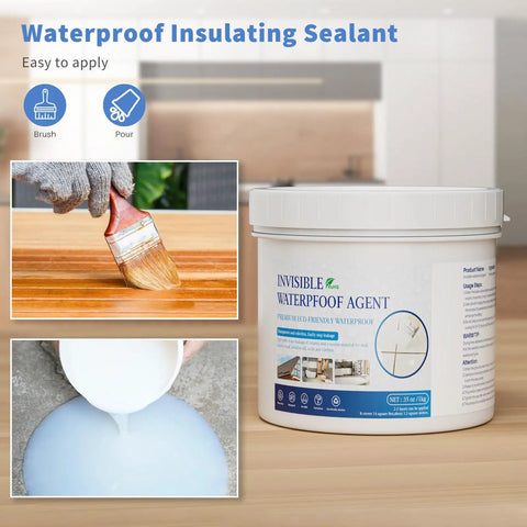Invisible Waterproof Sealant Adhesive For Roofs And Walls No Drip Repair Coating For Bathrooms And Showers Window Sills And Indoor Outdoor Use 35 Oz Bottle with brush and pour application