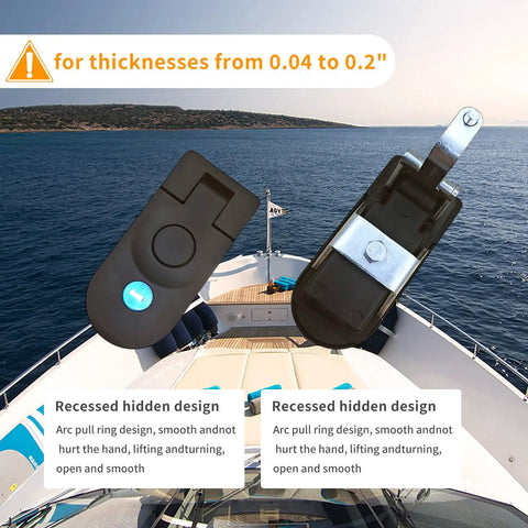 Heavy Duty Stainless Steel Boat Compression Latch 52mm Adjustable Flush Mount for Marine RV, showing recessed design for smoother access.