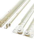 Self Closing 22 Inch Drawer Slides Bottom Mount Cabinet Hardware White Finish Five Pairs Ten Pieces Beefy 50 Pound Weight Capacity Steel Rails Set For Smooth Soft Close Performance, white steel slide close-up