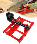 Easy Setup Heavy Duty Vertical Chainsaw Guide With Adjustable Lumber Cutting Rail And Precision Woodworking Jig on wood.