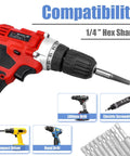 Drill with Ten Piece Damaged Screw Remover Kit With One Quarter Inch Hex Shank High Speed Steel For Easy Out Of Stripped Screws