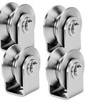 4 Pack 2 Inch V Groove Wheel And Stainless Steel Pulley Blocks For Sliding Gates Doors And Windows Tracks Double Bearings 48mm Caster Rollers