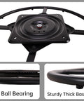 24 Inch Recliner Swivel Base Conversion Kit For Chairs With Round Ring And 10 Inch Square Rotating Plate With Ball Bearings And EVA Mat, black metal