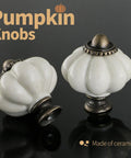 Antique White Pumpkin Ceramic Cabinet Knobs 2 Pack With Screws For Vintage Drawer Pulls Closet Cupboard Dresser Hardware