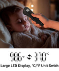 No Touch Forehead Thermometer For Adults Kids And Babies Infrared Temperature Checker With Non Contact Sensing And 1.18 Inch Range For Quick Accurate Readings PT3 Black, baby use, LED display