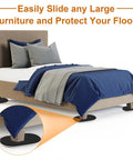 Heavy Duty Furniture Sliders For Carpet And Hardwood Floors Large Slide Pads With Eva Foam And Pe Plastic under a bed for easy movement.