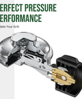 Detailed view of 4Ft Propane Regulator With Hose For Low Pressure 0-1 Psi Outdoor Grills Heaters Pits And Griddles connector