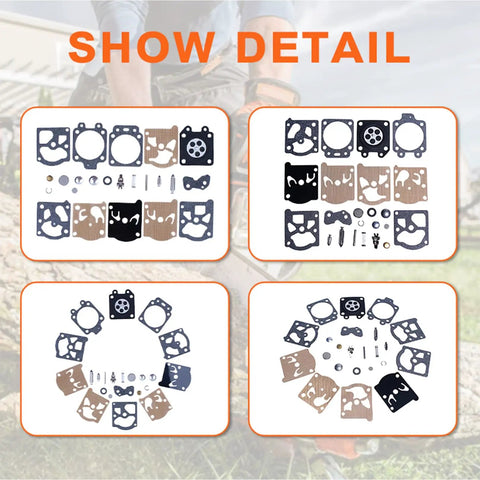 Carburetor Rebuild Kit For Walbro K20-WAT Fits Husqvarna 450 Rancher 455 460 Chainsaws Stihl 026 Echo Poulan Pro Homelite Trimmers Easy Install Replacement Part WA WT Series For Outdoor Power Equipment showing various components in detail.