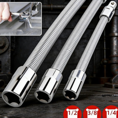 Reach Tight Auto Spots With A 360 Degree Bendable Flexible Extension Set For 3 Eighths, 1 Quarter, And 1 Half Inch Drive Wrenches