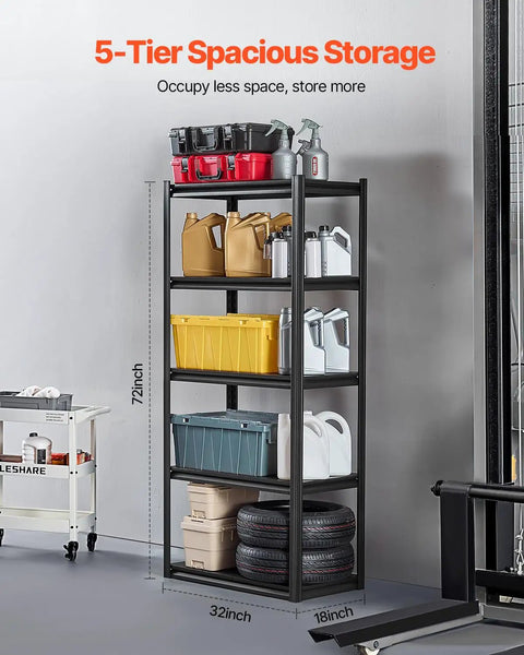 Heavy Duty Garage Storage Shelves 2000 Lb Weight Capacity 5 Tier Adjustable Utility Rack Shelf For Basement Warehouse And Workshop Rust Resistant Steel Frame In Black A Real Badass Workhorse