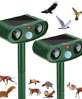 Motion Activated Outdoor Animal Repellent 2 Pack For Deer Raccoons Cats Squirrels With 110 Degree PIR Sensor To Guard Your Garden And Plants From Intruders And Nuisance Wildlife, solar green