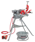Model 300 Power Drive Complete Pipe Threading Machine, 38 RPM, A Real Workhorse For Half Inch To Three Quarter Inch And One To Two Inch Pipe, Includes Universal Alloy Die Heads, Oiler, Stand And Tray.