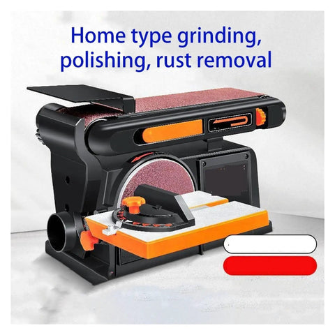 Heavy Duty Desktop Belt Sander With Brushless Motor For Wood Grinding Polishing And Finishing Dual Sanding Disc System on workbench