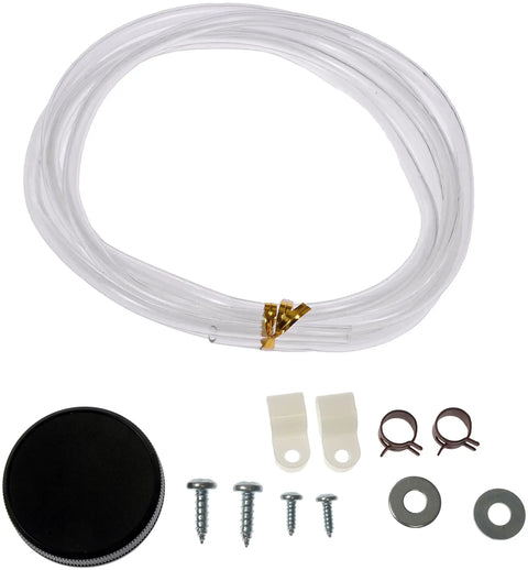 Hella Tough Engine Coolant Recovery Tank Kit With Thick Wall Plastic Reservoir Universal Fit For Cars Trucks Boats And Motorhomes includes tubing, cap, screws, and clips.