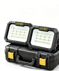 Solar Work Light, 38 LED Powerful Portable Flood Light with carrying case, dual head design for outdoor activities.