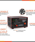 Compact Benchtop Power Supply for Electronics Hobbyists, 10 Amp Linear Regulated AC To DC Converter with labels and features