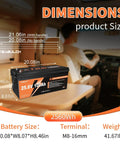 Dimensions of Rugged 24V 100Ah LiFePO4 Battery With 100A BMS Delivers 2560Wh Of Power Built For 15000 Plus Deep Cycles