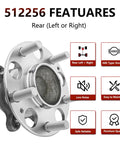 Side view of Pair Rear Wheel Hub Assembly And Bearing For Honda Civic 2006 2011 EX SI Models And Acura CSX 2006 2011 ABS