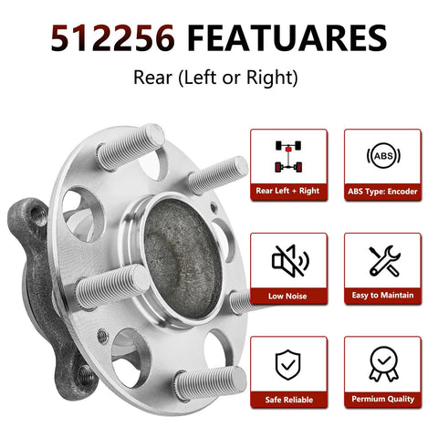Side view of Pair Rear Wheel Hub Assembly And Bearing For Honda Civic 2006 2011 EX SI Models And Acura CSX 2006 2011 ABS