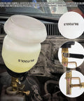 One Person Brake Bleeder Vacuum Pump Kit 1L refill bottle attached to brake system with adapters visible