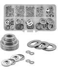 Multi Material Flat Washers Kit Copper Brass Stainless Steel Aluminum Assorted Seals Spacers For M5 To M14 100 Pieces Heavy Duty Washer Set For Home Workshop And DIY Projects, organized case
