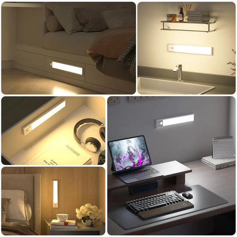 Ultra Thin 60cm Under Cabinet Lights With 106 LEDs No Fuss Rechargeable 5000mAh Battery Motion Sensor for cupboards and kitchens