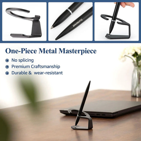 Magnetic Levitation Gel Ink Pen Floating Anti Gravity Desk Gadget For Men And Women, Black, on a sleek metal base