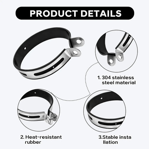 Sturdy Stainless Steel Motorcycle Exhaust Clip Brackets With Rubber Cushions Universal Exhaust Hanger Clamp Muffler Repair Clip