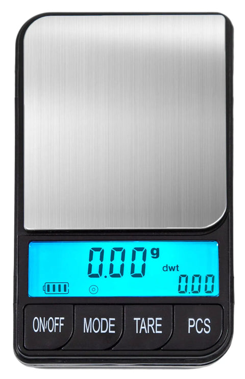 Pocket Digital Gram Scale 1200g x 0.1g, High Precision Mini Scale with blue backlit digital display, ultra compact and portable design