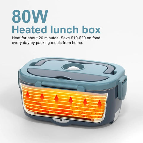 Hot On The Go Electric Lunch Box Heats Your Meal Anywhere 80W Portable Food Warmer for car truck office and travel