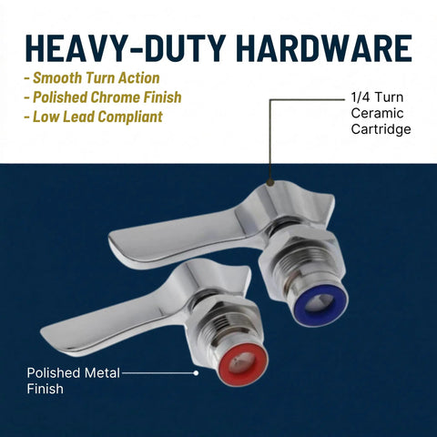 Silver Series Quarter Turn Ceramic Faucet Repair Kit For 12 To 8 Series Faucets with polished chrome finish and red/blue indicators