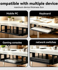 Super Rugged Under Desk Laptop Mount Handles Devices Up To 1.18 Inches Thick Includes Bracket Kit And Hardware For No Sweat Installation Provides Clean Sleek Workspace Finish In Black, showcasing compatibility with multiple devices.