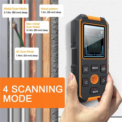 Slick Rechargeable Stud Finder With Bright LCD Display And Heavy Duty Underground Cable Tracker for scanning metal wires and wood patterns.