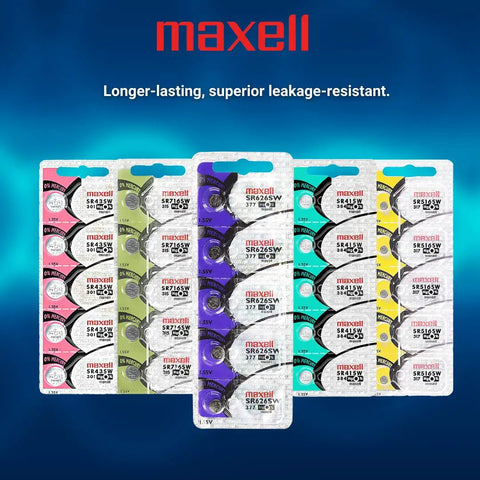 Dual Pack Of Sr626sw 377 Silver Oxide Button Cell Watch Batteries displayed in colorful packaging, ideal for watches and key fobs.