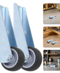 Rock Solid Sliding Door Rollers With Durable Rubber Casters And No Droop Bottom Support Wheels For Wooden Barn Doors and Closets, close-up.