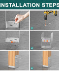 Installation steps for 2 Pack 4x4 Post Base Adjustable Stainless Steel Anchor For Concrete Decks And Railings