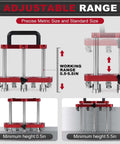 Adjustable range of Three Station Sheet Metal Bender Edge Roller for standing seam roofing tools, showing minimum and maximum heights