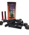 One And One Eighth Inch Phillips Skateboard Truck Mounting Hardware Kit In Red With Eight Bolts And Eight Lock Nuts, packaging shown