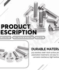 Pro Grade 50 Piece 304 Stainless Steel T Slot Bolt Kit M5 and M6 with various lengths; shows bolts durability and design.