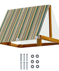 Striped canopy replacement with hardware, designed for swing sets, weather-resistant 600D Oxford cloth, PVC coating, 228x109 cm.