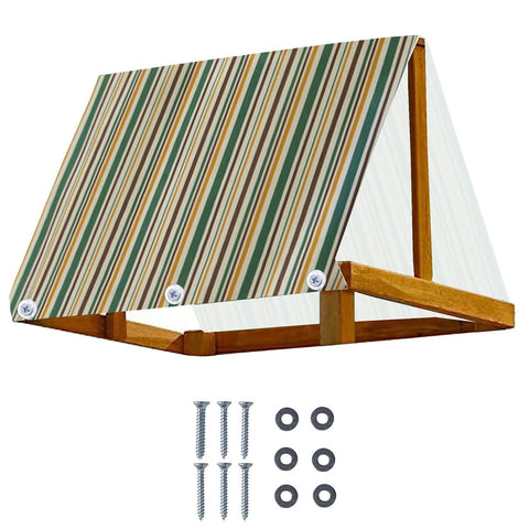 Striped canopy replacement with hardware, designed for swing sets, weather-resistant 600D Oxford cloth, PVC coating, 228x109 cm.