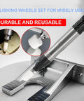 Pro Grade Rotary Tool Polishing Kit With Buffing Wheels And Felt Wool Pads Polish Compound Grinding Heads Point Tips And Mandrels One Eighth Inch Shanks Ideal For Jewelry And Metal Polishing Gear in use on metal surface