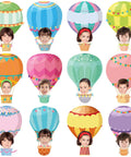 Colorful Hot Air Balloon Cutouts Kit 60 Pcs 6 By 6 Inch Bulletin Board Decor For Classroom And Office Back To School 12 Styles
