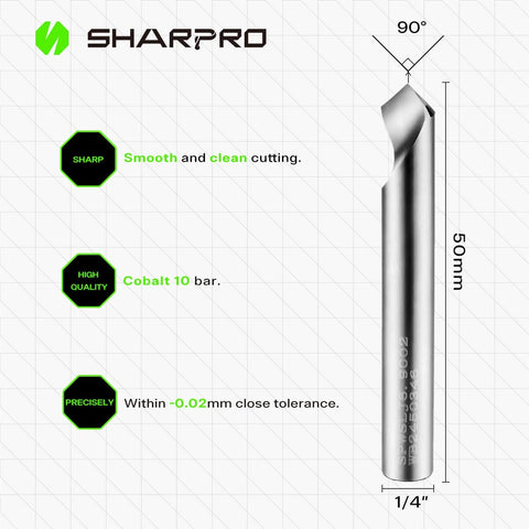 Dope V Groove Chamfer Router Bit With O Flute 90 Degree CNC Carbide V Bit One Quarter Inch Shank with 90° angle showcased.