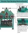 Workbench Beast 1500W Electric Pipe Bender Features Powerful All Copper Motor Includes Nine Round Dies Plus Eight Square Options To Form Stainless And Mild Steel Tubing Without A Sweat 110V showing front view with control panel and drive mechanisms.