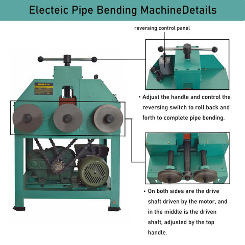 Workbench Beast 1500W Electric Pipe Bender Features Powerful All Copper Motor Includes Nine Round Dies Plus Eight Square Options To Form Stainless And Mild Steel Tubing Without A Sweat 110V showing front view with control panel and drive mechanisms.