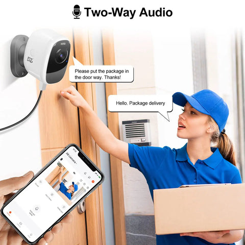 Outdoor Solar Magnetic Mount Security Camera Wireless 4MP Battery Powered With AI Motion Detection Two Way Talk shown in use