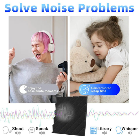 Top Shelf Heavy Duty 48 Pack Sound Proof Foam Panels High Density Acoustic Wedge Tiles for home studio and game room noise reduction.