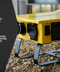 Heavy Duty Portable Temporary Power Box With Six 5-20R Receptacles And Reliable GFCI Protection Built Like A Tank With 14 Gauge Steel For Demanding Jobsite Projects on rocky ground.