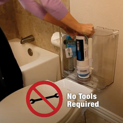 Installation of Water Saving Toilet Fill Valve Repair Kit With Built In Mini Valve And Leak Alert Adjustable Tank Refill Level